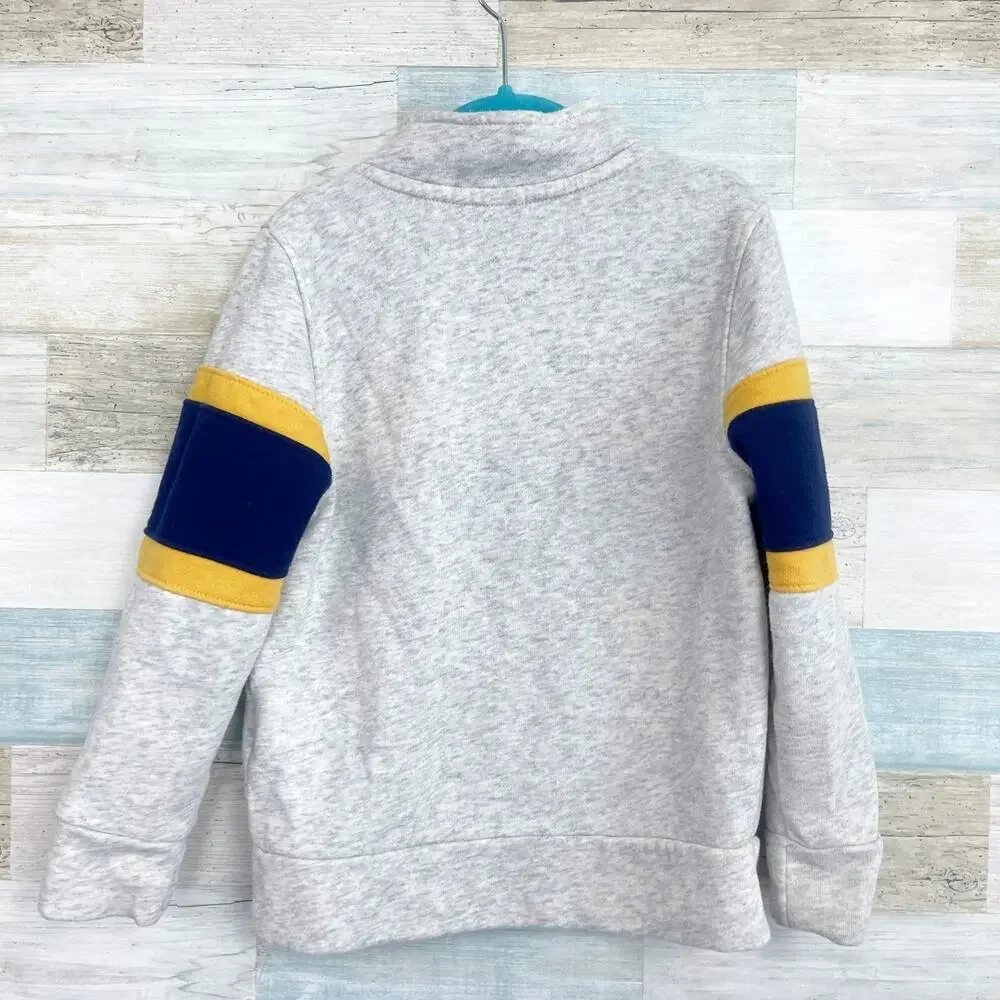 Old Navy Color Blocked Logo Graphic 1/4-Zip Pullover Sweatshirt Gray Boys XS 5